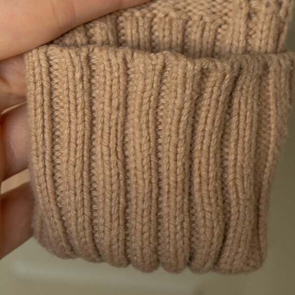 Sigrid Olsen Sweater Beige Cotton Camel Hair Rib Knit Crew Neck Minimal Pullover - Picture 7 of 8